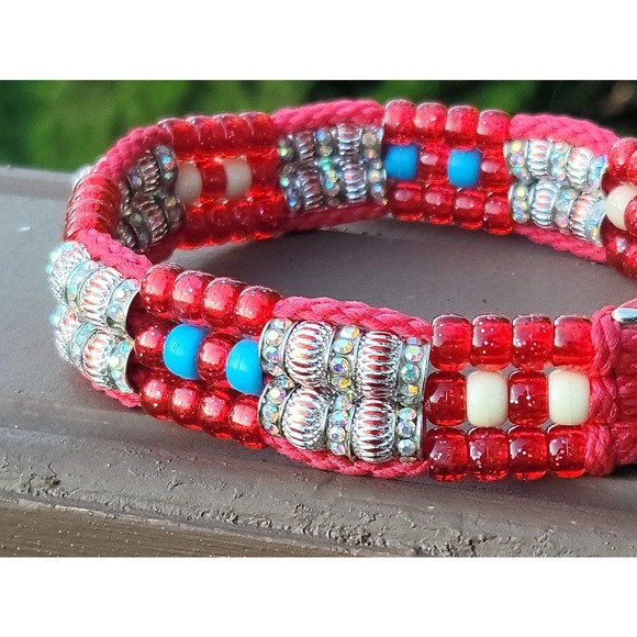 Custom Handmade Beaded Bling Dog Collar - Picture 2 of 2